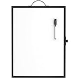 MaxGear Small White Board Dry Erase Board for Wall, Black Aluminum Alloy Frame 16'x12' Hanging Whiteboard, Portable Double-Sided Magnetic Whiteboard for Students, Planning, Drawing, Memo