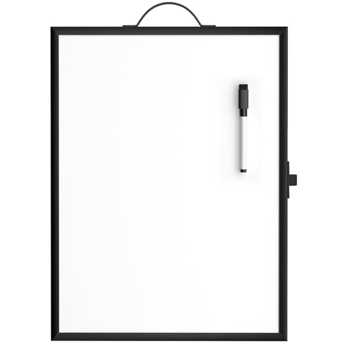 MaxGear Small White Board Dry Erase Board for Wall, Black Aluminum Alloy Frame 16