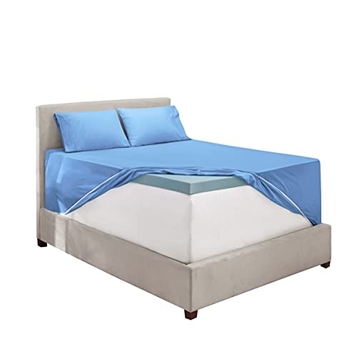 Image of Hearth & Harbor Extra Deep Pocket Queen Size Sheet Set - 4 Piece Ultra Soft & Breathable Bed Sheets Set - Fits Up to 24 inch Mattress - Hotel Luxury Bed Sheet Set, Calm Blue