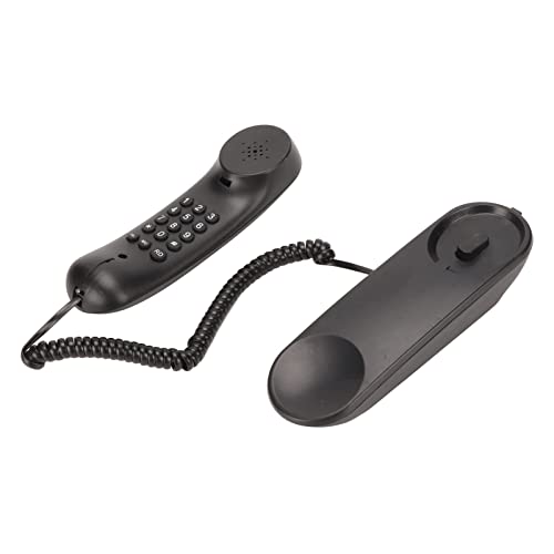 Teléfono Montado en la Pared, Multifunción, Botones Grandes, Teléfono Fijo con Cable y Función de Silencio de Rellamada para el Hogar, la Oficina y el Hotel (Negro)
