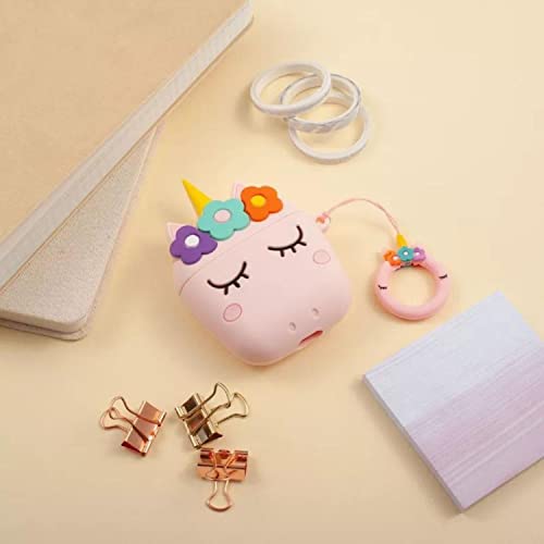 Image of Prolet Compatible for AirPods Pro Soft Silicone Protective Case 3D Design Shockproof Case Cover with Anti-Lost Metal Keyring-Pink Kitty