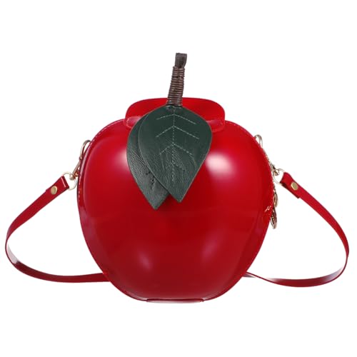 Sac pomme rouge Hemobllo en cuir 19x19x10 cm avec bandoulière ajustable pour femme