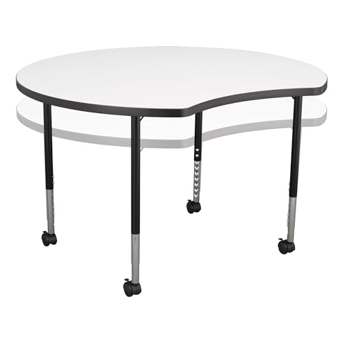Image of Learniture Structure Series Crescent Mobile Collaborative Table w /Whiteboard Top