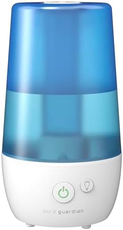 PureGuardian 1-Gallon Ultrasonic Cool Mist Humidifier with Essential Oil Tray, 70-Hour Run Time on Low, Covers 320 Sq, Ft, Silver Clean Protection, Filter Free for Bedrooms, Offices, Home, H965AR