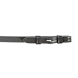 Zaumhaken KAVALKADE Kandaren-Lederzügel, schmal, schwarz, Warmblut