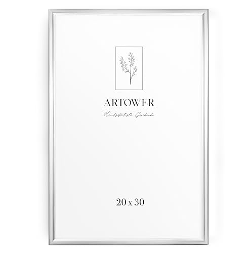 Artower® Cornice Foto in Alluminio Argento 20x30 cm | Cornice 20x30 Grande per Foto, Disegni per Bambini, Diplomi e Poster | Decorazione da Parete per Soggiorno, Camera da Letto e Casa