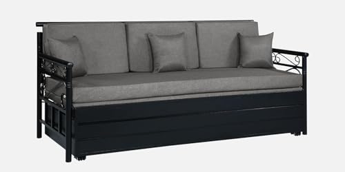 Image of 3 Seater Metal Sofa Cum Bed with Hydraulic Storage | Single Size Sofa Cuma Bed | 3 Seater Sofa Set, Metal Sofa Set for Living Room (Single Size (76 inch x 48 inch),Grey)