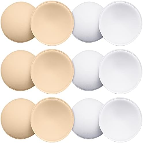 URSMART 6 Pairs Round Bra Inserts Pads, Removable and Washable Bra Cups Inserts for Bikinis Top Swimsuit Sport Bra (A/B Beige White)