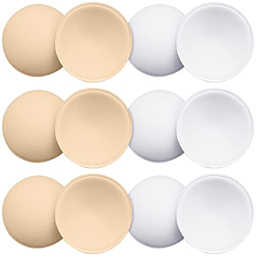 Ursmart 6 Pairs Round Bra Inserts Pads, Removable And Washable Bra Cups Inserts For Bikinis Top Swimsuit Sport Bra (A/B Beige White) #TOP8
