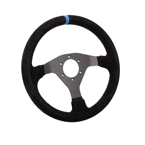 Volante deportivo de 320 mm para simulador de carreras, llantas planas de gamuza de 12 pulgadas.(Black)