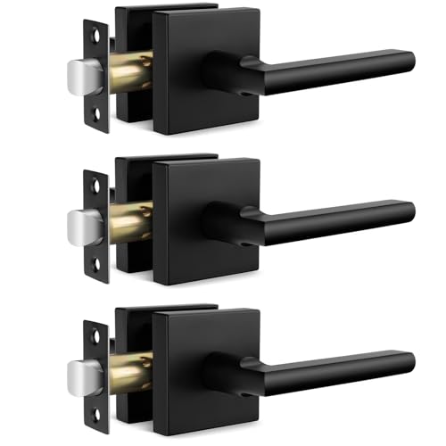 Goldenwarm Matte Black Closet Door Handles Passage, Hallway Lever - 3 Pack