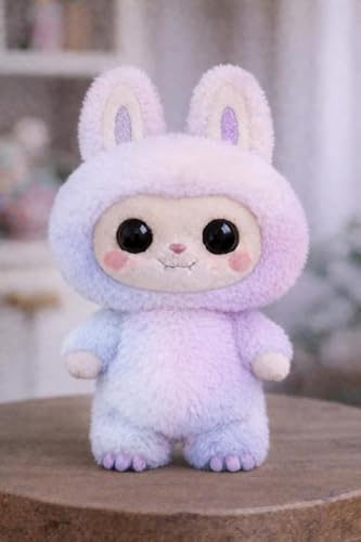 Image of LABUU Random Surprise Cartoon Designer Vinyl Figure with Soft Fluffy Pom Pom - Cute Kawaii Art Toy for Desk Decoration, Handbag Charm & Birthday Gift