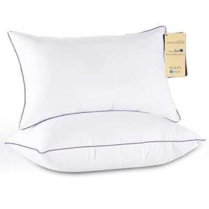 JOLLYVOGUE Pillows Queen Size Set of 2, Medium Supportive Bed Pillows with Super Soft Down Alternative Fill, Luxury Fluffy Hotel Quality for Side, Back, and Stomach Sleepers