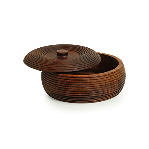 Image of D&G Homes Wooden Chapati Box Casserole | Kitchen Dabba With Lid | Dining Server For Rotis | Traditional Roti Storage Organizer | Durable And Elegant Design (wooden roti box2)