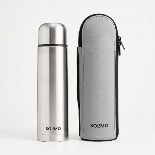 Image of Amazon Brand - Solimo Premium 1L Thermosteel Water Bottle | 24 Hr Hot & Cold Retention | Leak-Proof & Safe | ISI Certified | Flip Lid | Eco-Friendly | Everyday Use & Travel | Carry Bag