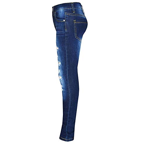 Pull On Skinny Jeans for Girls, 3-13 Years Old Children's Fashion Tight Hole Pocket Button Zipper Long Stretchy Jeans3
