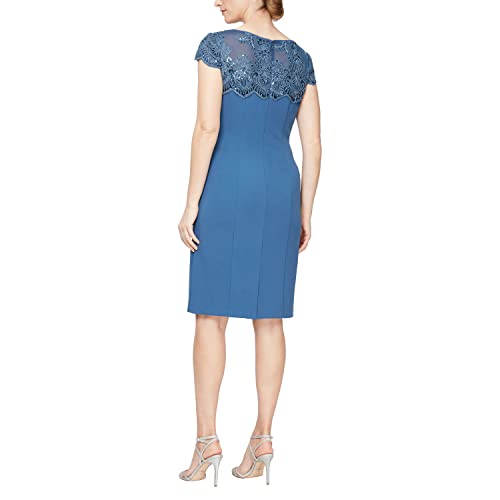 Image of Alex Evenings Women's Short Embroidered Cocktail Dress, Wedding Guest (Petite and Regular Sizes)