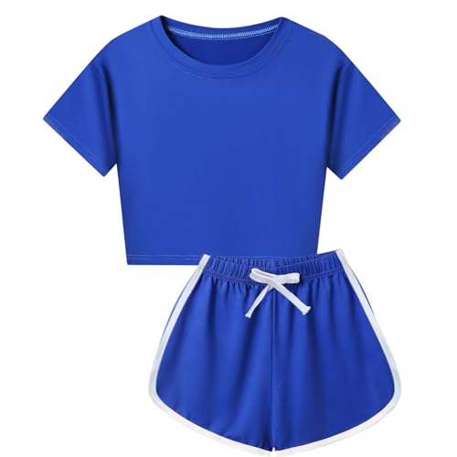 Children Short Sleeved Shorts Set Solid Color Leisure Suit Sports Suit Cycling Play Girl Boy Clothes