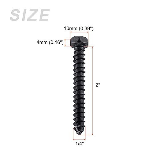 METALLIXITY Hex Lag Screws (1/4" x 2") 25Pcs, Carbon Steel Phillips Self-Tapping Wood Bolts - for Household Applications - Image 2