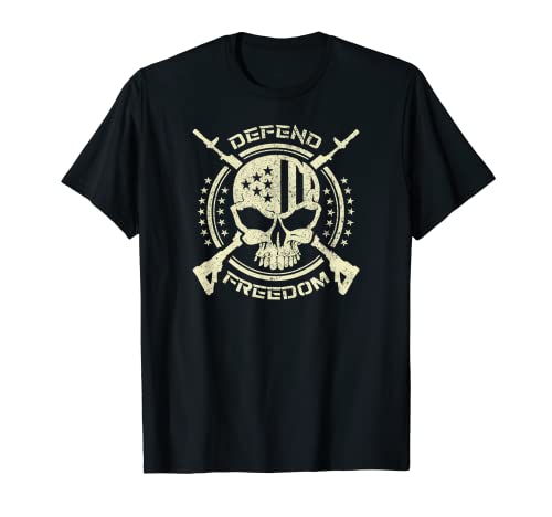 Defend Freedom I Vintage USA Amerika Schädel Skull T-Shirt