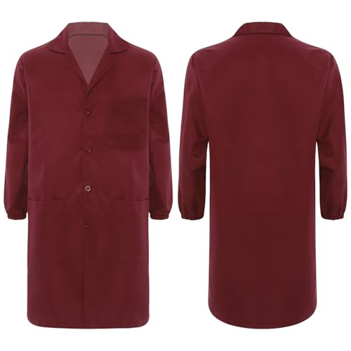 Image of iiniim Mens Long Sleeve Wear Resistant Work Coat Notched Lapel Dustproof Jacket Lab Coat Workwear