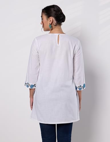 Image of Amazon Brand - Myx Women Pure Cotton Embroidered Short Kurti | Tunic | Short Kurta (Available in Plus Sizes)