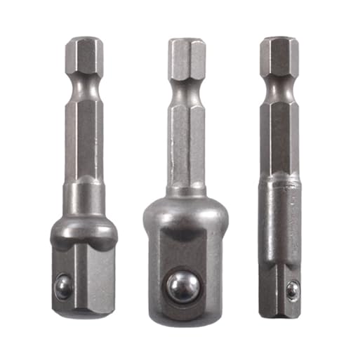 Lumi Zenva Adaptateurs Douille 3 Pièces 1/4 3/8 1/2 En Argent pour Perceuses et Visseuses Sans Fil