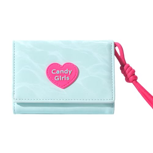 Sunwel Fashion Cute Y2K Wallets with Contrast Colors Credit Card Holder & ID Window (BLUE)