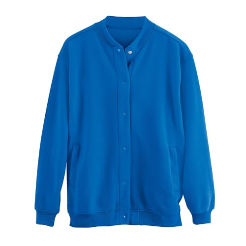 Collections Etc Women's Full Snap Front Fleece Jacket with Side Pockets - Polyester - Black, Rose, White2