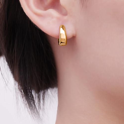 micuco Chunky Gold Hoop Earrings for Women - 18K Real Gold Plated Lightweight Hollow Hypoallergenic Earrings for Women2