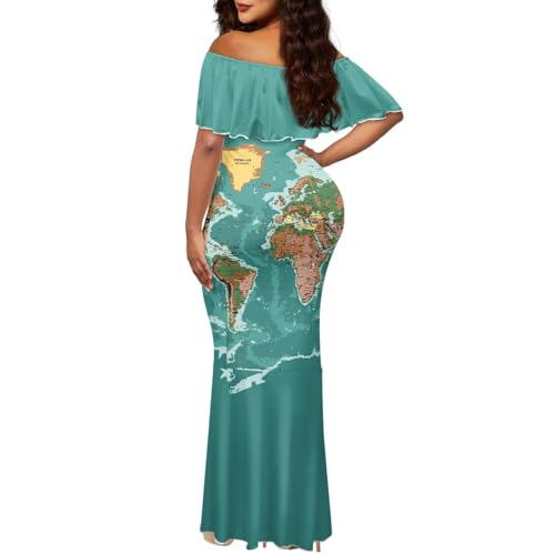 Image of Polynesian Dresses for Women Off Shoulder Maxi Dress Puletasi Samoan Dresses S-7XL