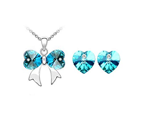 Preisvergleich Produktbild Inception Pro Infinite - Schmuckset - Schleifenhalskette - Damenschleifenohrringe - Blaue Farbe