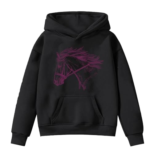 Sweat à capuche motif équestre fille pour loisirs extérieur