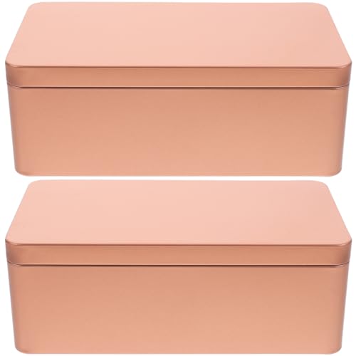 MAGICLULU 2Pcs Metal Tin Box Metal Empty Rectangular Cookie Tins with Lid Tea Storage Tin for Treats Candle Favors Home Storage Supplies 7 x 3.85 x 2.52Inch