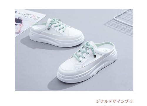 Backless Tennis Shoes for Women Mule Sneakers White Slip on Backless Sneakers Wide Platform Canvas Mules Non Slip Chunky Sole Lace Up Breathable Round Toe Lightweight Casual Flat Slides Indoor Outdoor3