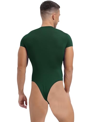 Men's One Piece Thongs Bodysuit Short Sleeve Button Crotch Shirt Leotard Snappies Rompers Jumpsuit2