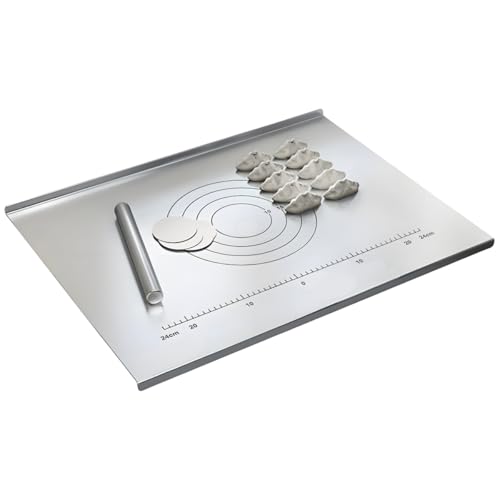 Tabla de cortar de acero inoxidable para cocina, tabla de cortar grande para carne, verduras, quesos y pan, protector de encimera duradero para tallar, calidad premium