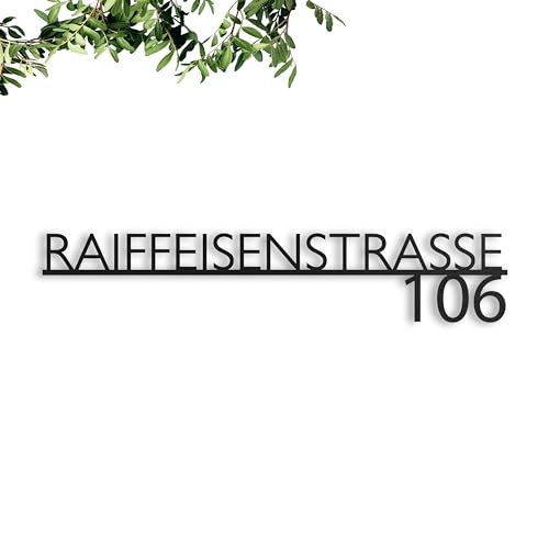 Steelmonks Straßenschild mit Hausnummer. Metall Adressschild und Plakette als Haustürschild oder Einweihungsgeschenk. (Modernes Straßenschild (Unten))