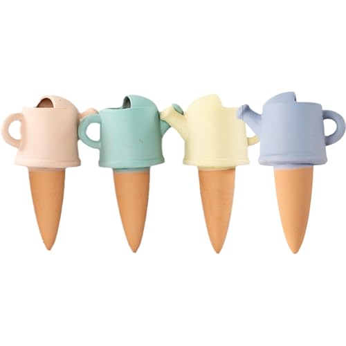 Bacchette per irrigazione in terracotta, per piante da interno, set con 4 vasi per piante, punte per irrigazione a goccia a forma di bottiglia d'acqua, di irrigazione automatico in terracotta