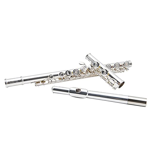Flauta Fl-428 Curve E Split Key Instrumento de Flauta de 16 Agujeros C Cobre Plata Accesorios Gratis para Principiantes Puede ser Utilizado por niños