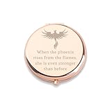 WUSUANED Inspirational Quote Gift Phoenix Rising Makeup Mirror When The Phoenix Rises from The Flames Phoenix Lover Gifts (Phoenix Rising Makeup Mirror)