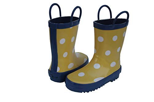 Foxfire for Kids Yellow Rubber boot with White Polka Dots Size 103