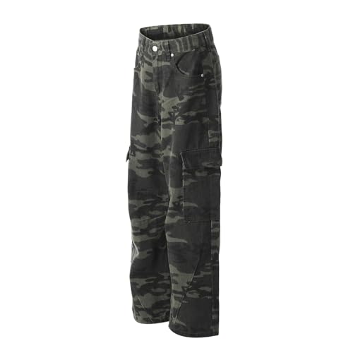 Jeans Pants Trousers Denim Retro Camo Street Trendy Multi Pocket Loose Straight Casual Commuting for Men2