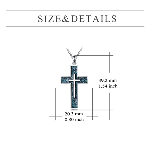 Yfn Cross Necklace Sterling Silver Turquoise Cross Pendant Jewelry Gifts For Women Men #TOP3