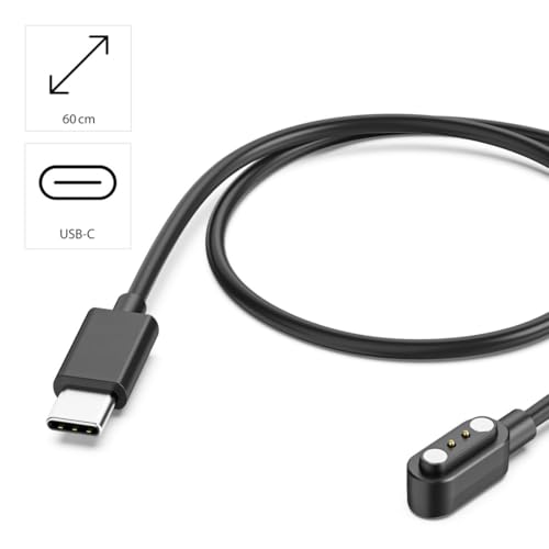 Hama Kabel do Ładowania Smartwatchy, Magnetyczny, USB-C, 60cm, Czarny - Optymalna Prędkość, Trwały Materiał, Pełne Naładowanie w 2,5 godziny