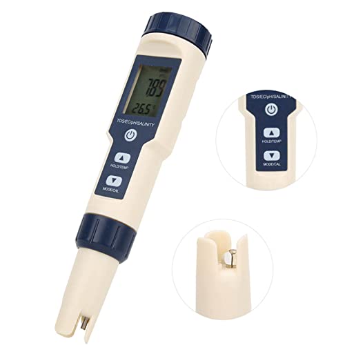 Testeur PH 5 en 1 salinité TDS EC et température pour analyse d'eau