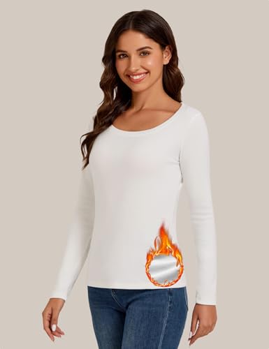 Bonneuitbebe Women's Thermal Shirt 2 Pack Long Sleeve Crewneck Fleece Lined Undershirt Ultra Soft Base Layer Tops2