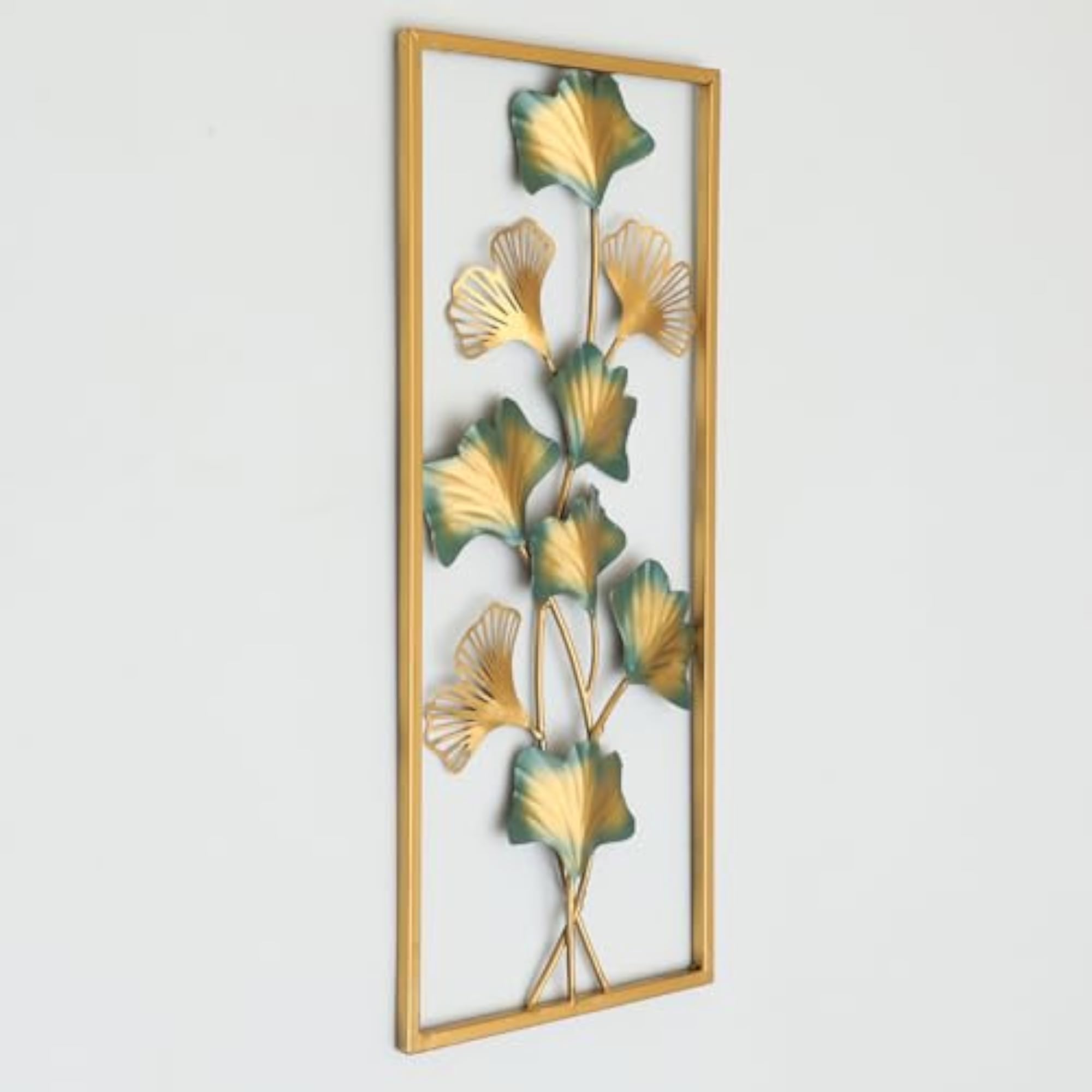 Multicolor Metal Rectangular Anuja Ginko Leaf Wall Frame