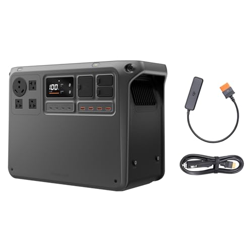 DJI Power 2000 Portable Power Station, Car Power Outlet to SDC Power Cable (12V/24V), 2048Wh LFP Battery, Compact Size, 3000W Stable Output, Car Charging, Camping & RVs, Road Trip, Off-Grid