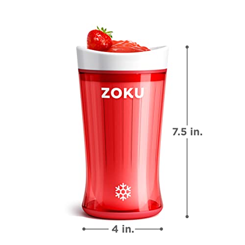 ZOKU Jumbo Slush and Shake Maker, Compact Make and Serve Cup with Freezer Core Creates Single-Serving Smoothies, Slushies and Milkshakes in Minutes, BPA-Free, Red